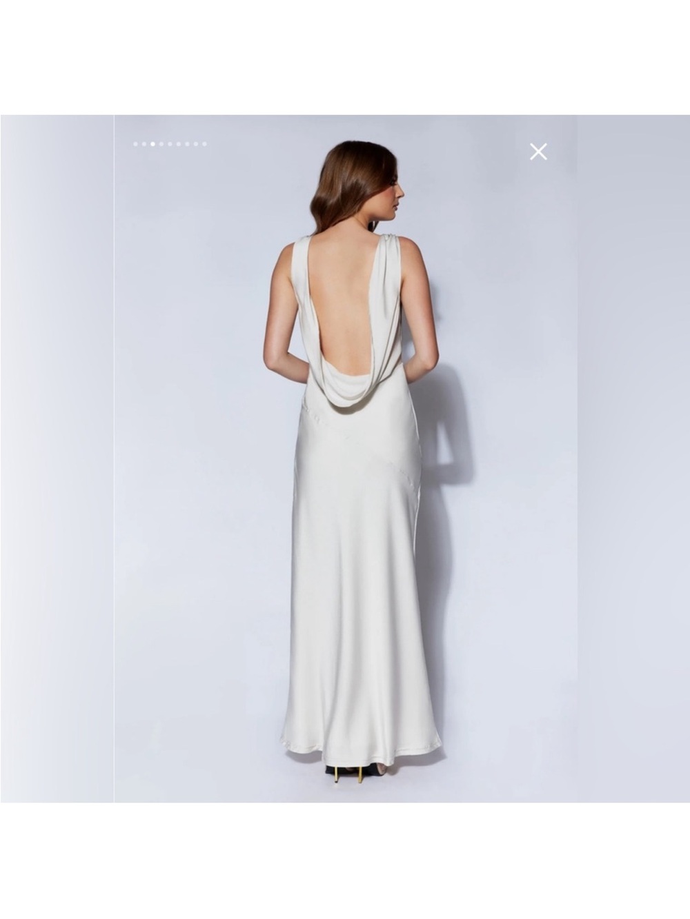 Meshki Nadia Maxi Satin Dress with Back Cowl in Silver Sz XL - Picture 6 of 16